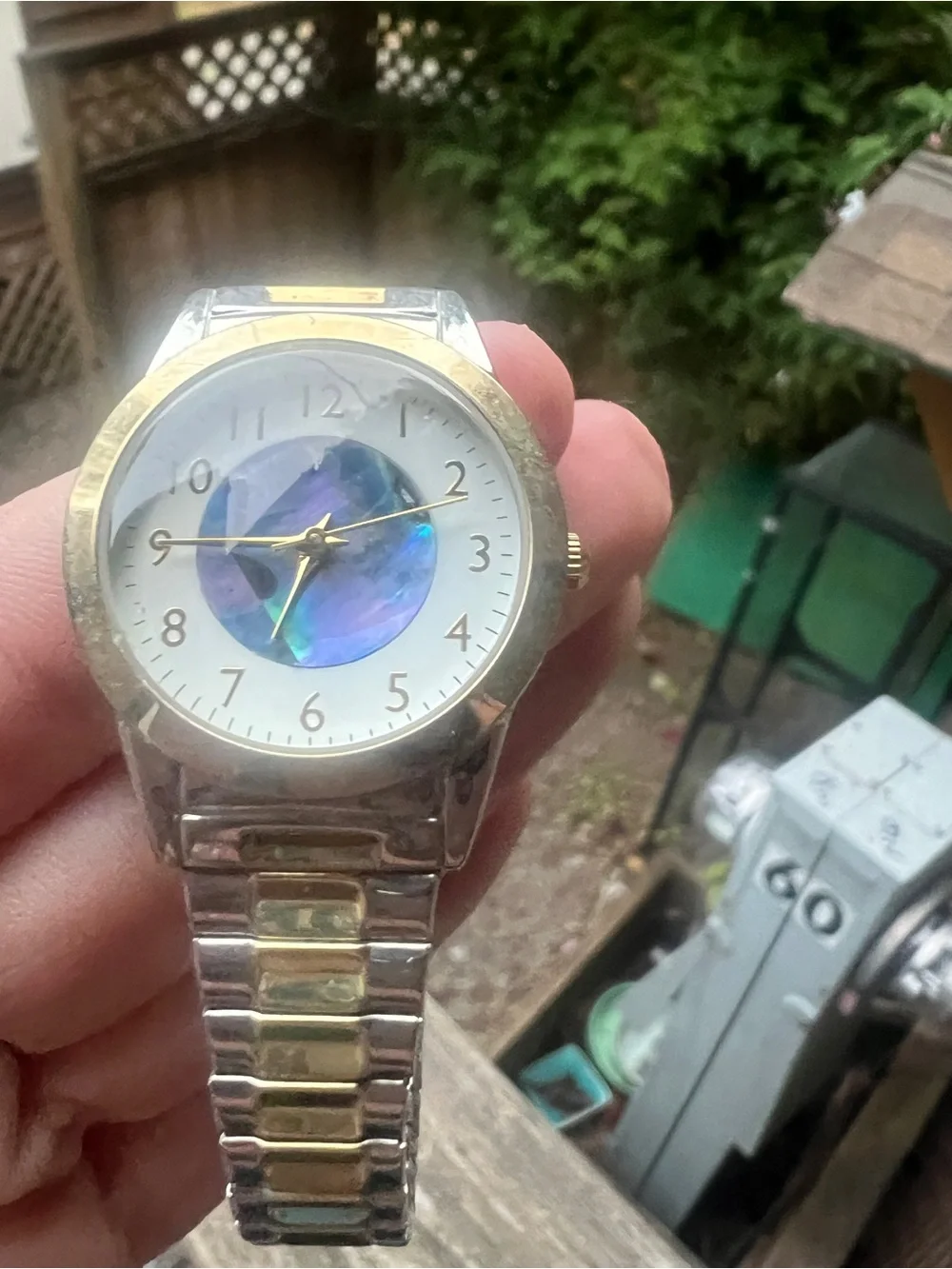 Two-Tone Silver and Gold Women's Watch with Blue Dial Accent